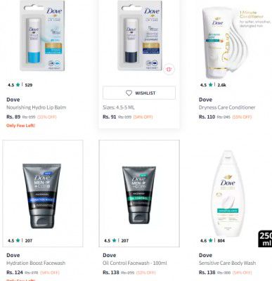 Minimum 50% OFF ON Dove Skin Care Products