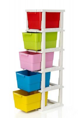 DOWAN 5 XL Plastic Modular Drawer System for Home (27cmx32cmx85 cm) (5XL) (multi color)