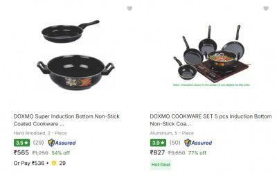 Flipkart : Doxmo Cookware Sets Upto 82% Off 