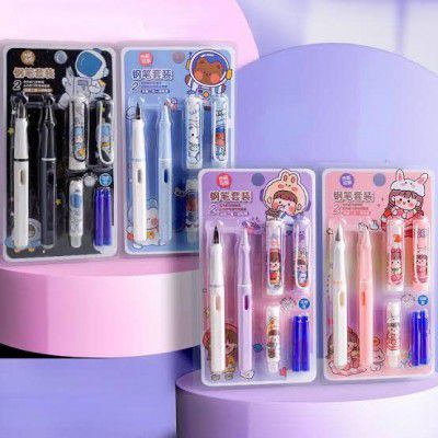 DP Fountain Pen for Students, Erasable Pen Set for School Stationery Gift for Kids, Birthday Return Gift Pen for Office, School Stationery Items for Kids (Set of 2)