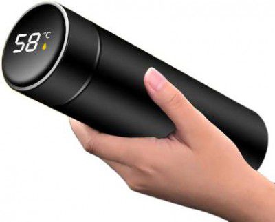 DPM LED temperature display I indicator water hot & cool 500 ml Bottle&nbsp;&nbsp;(Pack of 1, Black, Steel)