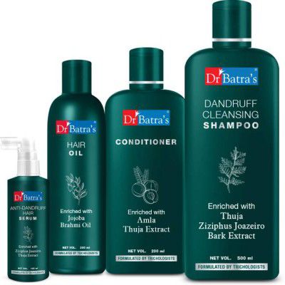 Dr Batras Anti Dandruff Hair Serum, Conditioner - 200 ml, Hair Oil - 200 ml and Dandruff Cleansing Shampoo - 500 ml  (4 Items in the set)