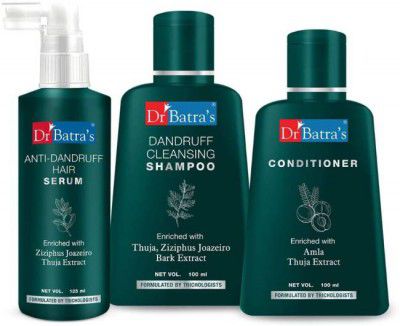 Dr Batras Dandruff cleansing Shampoo 100 ml, Conditioner 100 ml and Anti Dandruff Hair Serum 125ml (Men and Women)  (3 Items in the set)