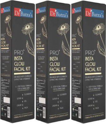 Dr Batras PRO+ Insta Glow Facial Kit Enriched With Echinacea Extract And Vitamin B3 - 250 gm (Pack of 3)  (3 x 0.25 ml)