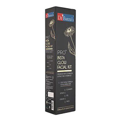 Dr Batra's PRO+ Insta Glow Facial Kit, Enriched with Echinacea extracts & B3, Reduces Blemishes, Face Wash for Clean Skin, Protection from Sun Damage, Moisturized Skin ( 250g)