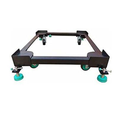 Dr. Equipment Heavy Duty Fridge Stand Adjustable Front & Top Load Washing Machine Trolley with Wheels (Black)