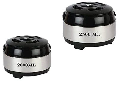 Dr. Equipment Stainless Steel Thermoware Casserole Double Wall Insulated Hot Pot for hot Meal| chapati| Curry| roti, Set of 2, (2000ML & 2500ML)