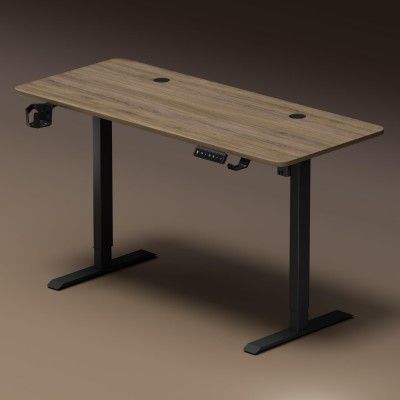 Dr Luxur Stallion Electric Standing Desk | XL Large Height Adjustable Desk | 110KG Load | 3 Memory Presets | Zero Wobble | Child Lock | Low Noise Motor | 5 Year Warranty (Mist Oak, 1400 * 600 mm)