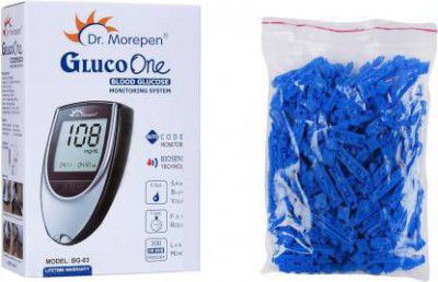 Dr. Morepen PREMIUM QUALITY BG03 GLUCOMETER ONLY WITH PACK OF 100 STERILE LANCET PINS Glucometer  (Grey, Blue)