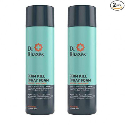 Dr Rhazes Alcohol Free Germ Kill Foam Spray Sanitizer With Goodness of Lemon and aloe vera Extracts (250 ML) (Pack of 2)