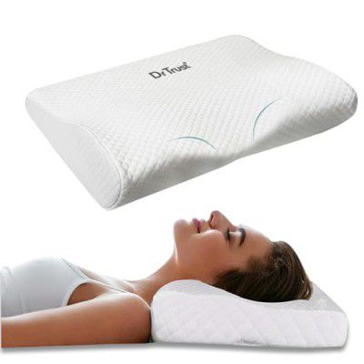 Dr Trust USA Cervical Sleeping Pillow for Spondylitis, Back & Neck Pain Relief, Memory Foam Contour (49 x 32 x 10 cm) 