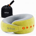 Dr Trust USA Cocoon 3219 Travel Neck Pillow 360° Ergonomic Support for Car, Flight & Train Comfortable Memory Foam Pillow with 4 Adjustable Buttons – Green...