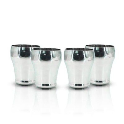 Dr. WaterR Stainless Steel Royal Glass 300ml Ideal for Water, Juice, Hot-Cold Drinks, Cocktail, Milkshake, Smoothie, Home, Party Restaurant Gifting Special Occasion (Silver Finish, Set of 4 pcs)