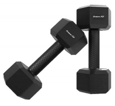 DREAM FIT PVC Hex Fixed Dumbbells Set for home gym - 1 pair (4Kg (2Kg x 2))