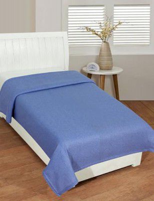 Dream Living Woolen Blanket Warm and Super Soft Single Bed Blankets (Blue, Pack of 2)