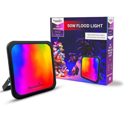 Dreamlux 50 Watt RGB Flood Light Down Chock with Remote Control | Outdoor Lights Waterproof | Ultra Bright | Aluminium Body | 85% Energy Saving,Durability,Energy Efficient - 50W RGB