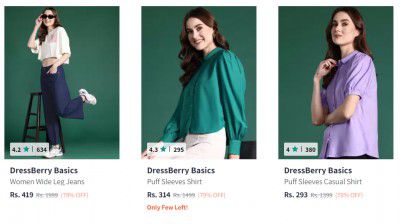 DressBerry Basics Womens Clothing Upto 75% Off