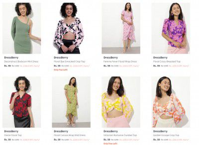 Myntra : Upto 90% OFF Dressberry Womens Clothing Loot | Starts @120