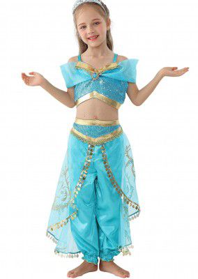 Dressy Daisy Girls Princess Jasmine Dress Up Costumes Halloween Party Fancy Dress Size 10/12