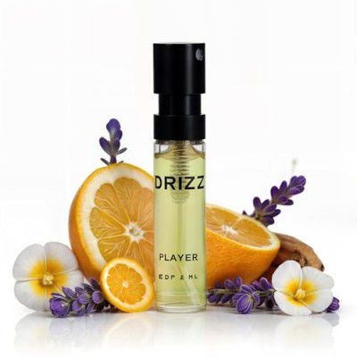 DRIZZ Player 2ml Perfume Tester for Men | Long Lasting with Citrus, Violet & Sandalwood 