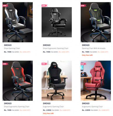 Drogo - Premium Gaming chair with electric massager Starts At Rs.7499