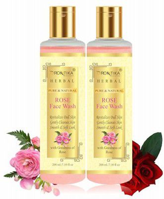 Drontika Deep Cleansing Rose Face Wash, 420 ml Naturally Controls Excess Sebum & Acne, Moisturizing Skin Softening Formula for All Skin Types, No Parabens & Mineral Oil