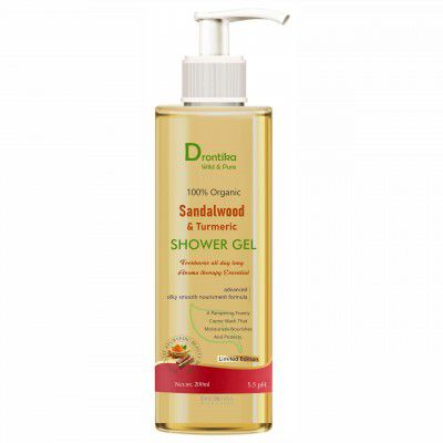 Drontika Wild & Pure Mysore Sandalwood & Turmeric Shower Gel | SLS & Paraben free | 200ml Body Wash