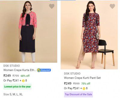 DSK STUDIO Kurti Set up to 75% Off