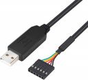 DTech FTDI USB to TTL Serial 5V Adapter Cable 6 Pin 0.1 inches Pitch Female Socket Header UART IC FT232RL Chip Windows 10 8 7 Linux MAC OS for Personal Computer, Laptop, Router (3ft, Black)...