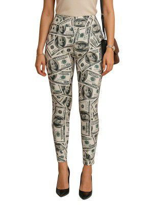 DTR FASHION Women's White Printed Stretchable Cotton Blend Casual Jegging