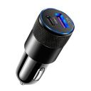 Dual Port a USB Car Charger Metal Aluminum Alloy 15w Pd Fast Charge Car Charger USB C Quick Charge (Silver)...