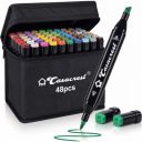 Dual Tip Alcohol Markers-48 Colours with Carrying Case for Sketching Calligraphy Drawing...