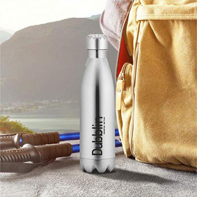 DUBBLIN Kango Premium Stainless Steel Double Wall Vacuum Insulated BPA Free Water Bottle, Thermos Flask (Silver,500 ML)