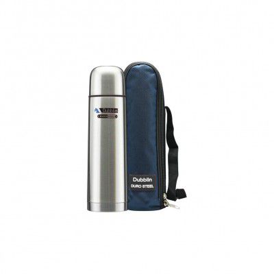 Dubblin Stella Stainless Steel Double Wall Vacuum Insulated BPA Free Water Bottle with Anti Skid Bottom & Leak Proof Lid, Sports Thermos Flask Keeps Hot 12 Hours, Cold 24 Hours (Black 500 ML)