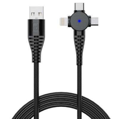 Dubstep Blaze Trinity 50W 3 in 1 USB Type C Cable 1 m USB-A to Type-C + MicroUSB + Type-L Fast Charge Cable