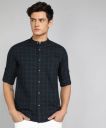 DUCATI Men Slim Fit Checkered Mandarin Collar Casual Shirt...