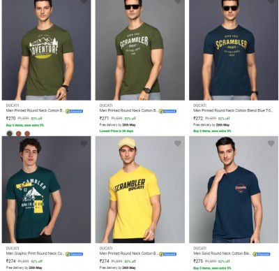 DUCATI Men's T-shirts @ Rs 299 | Upto 78% OFF