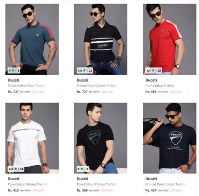 Myntra : Ducati Men's T-shirts Upto 76% Off