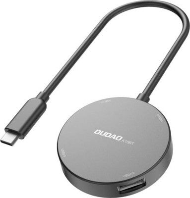 DUDAO 4 in 1 Multi Functional USB Hub with 4 USB Port and Type-C Connector A15BT USB Hub, Laptop Accessory  (Grey)