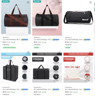 Duffel Bags Starts ₹167