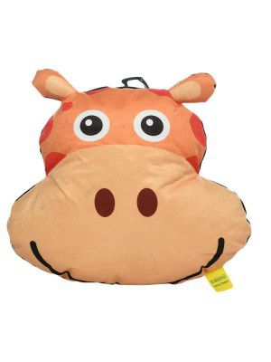 DukieKooky Kids Beige Orange Hippo Pillow Plush Soft Toy (Multicolor)