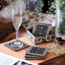DULI Set of 6 MDF Wood Enamel Work Tea Coasters with Stand (10 * 10 cm) (Jamawaar)...