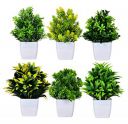 DUNAY Artificial Forest Bonsai Plant with Plastic Pot for Home Decoration Office Table Greenery Room Home Decor Plants (Set of 6)...