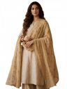 DUPATTA BAZAAR Women's Beige Embroidered Chiffon Dupatta...