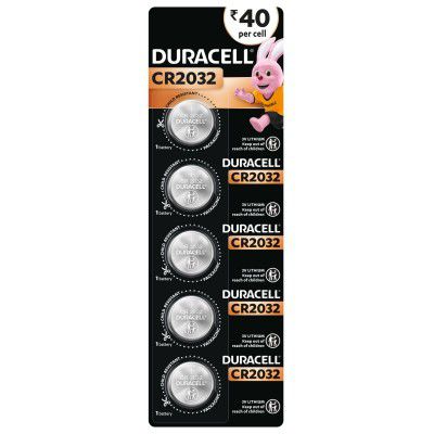 Duracell Specialty CR2032 Lithium Coin Battery 3V, Pack of 5 Suitable for use in keyfobs