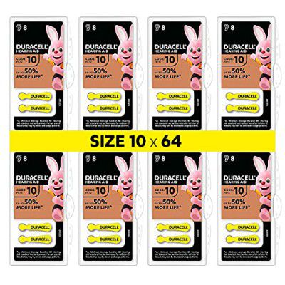 Duracell Hearing Aid Batteries Size 10, 64 Pcs