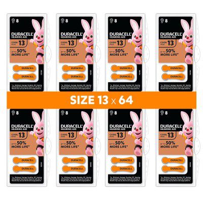 Duracell Hearing Aid Batteries Size 13, 64 Pcs