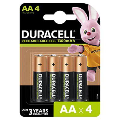 Duracell Rechargeable AA 1300mAh Batteries, 4Pcs