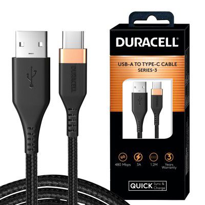 Duracell USB-A To Type C, 65W Braided Sync & Fast Charging Cable