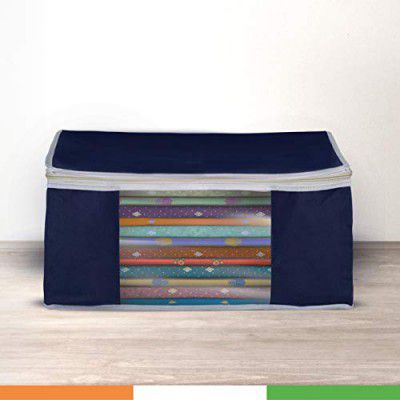 Duraware Saree Stacker/Bag with Duralight Fabric | Dust & Moisture Resistant | Wardrobe/Under Bed Organiser for Clothes | Pack of 1 (Blue), Standard (SAC-BU001)